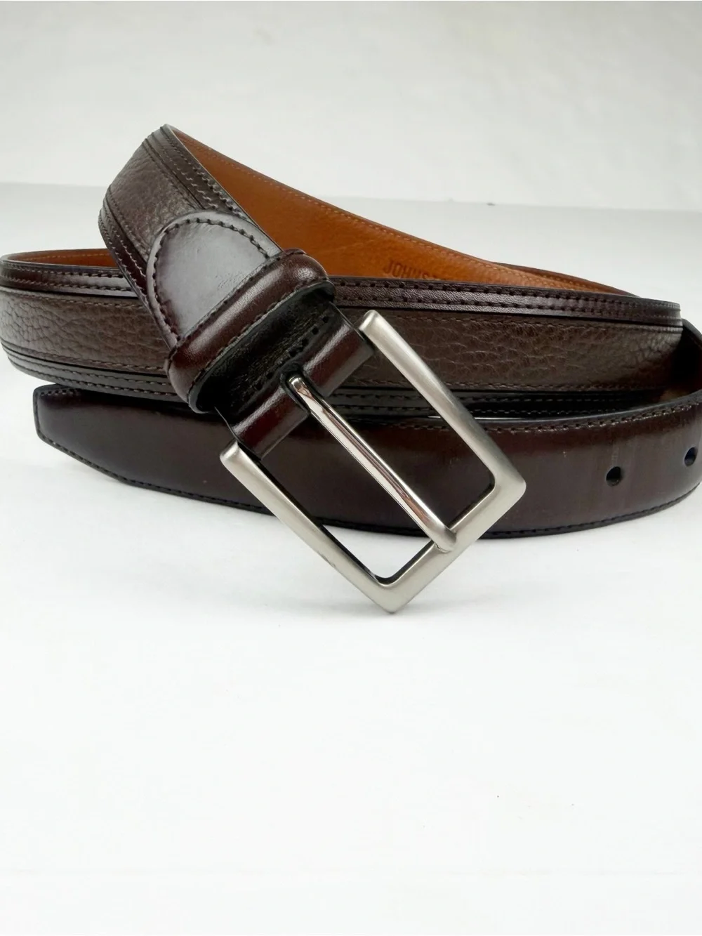 Johnston & Murphy Pebbled Leather Brown Dress Belt Size 44